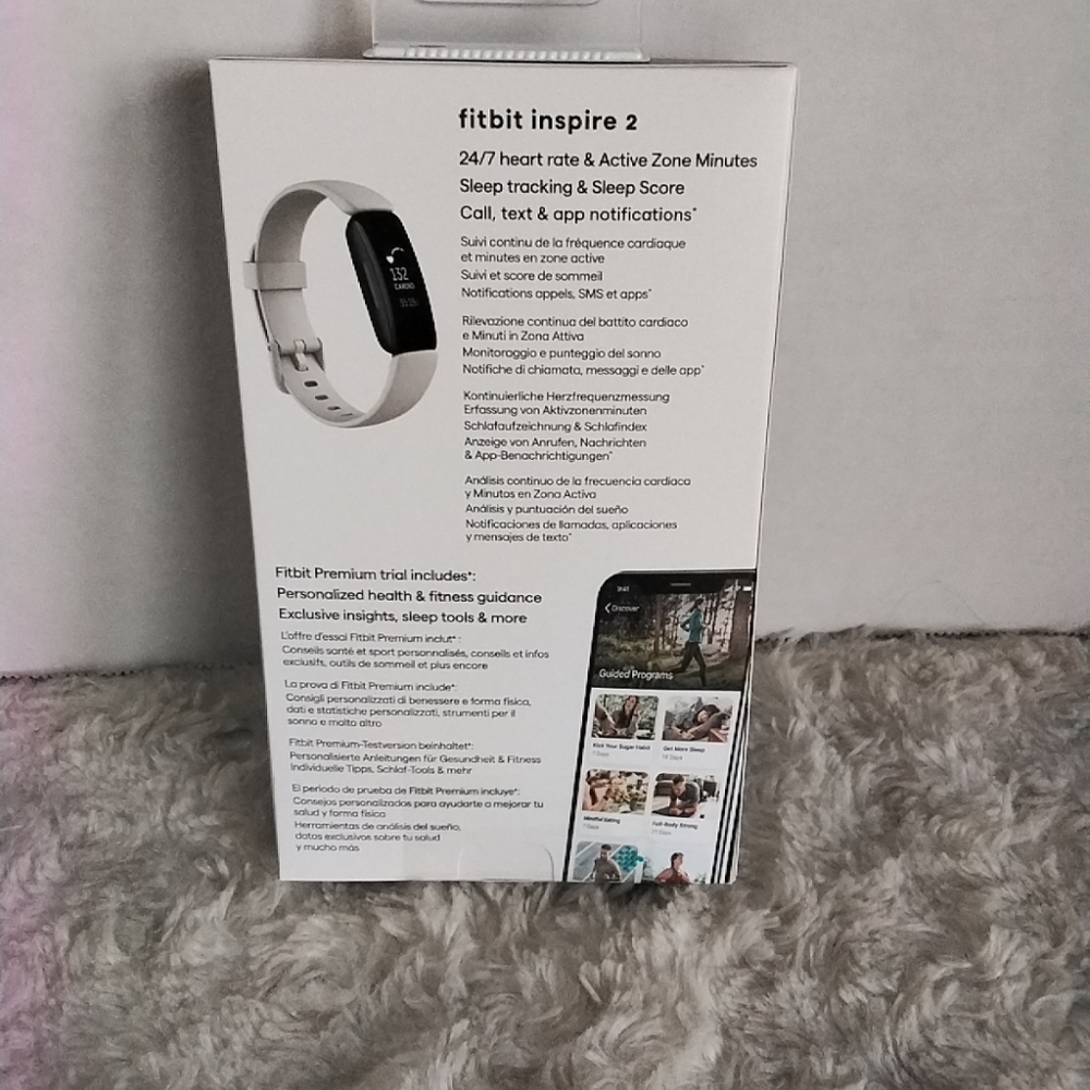 NEW. NRFB. Fitbit Inspire 2 Heart Rate Fitness Tracker FB418BKWT Lunar White. - Picture 3 of 8